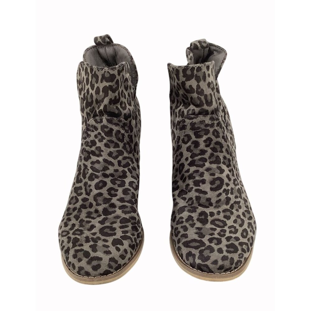 Very G Leopard Print Wedge Ankle Boots Womens 8.5 Suede & Faux Leather